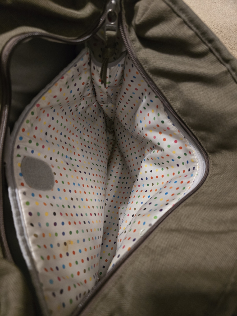 Olive Canvas Green Laptop Tote Multicolor Polka Dot Interior By OGIO - Picture 5 of 11